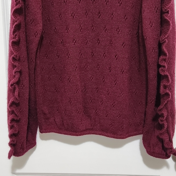 Vtg 80s Clovis Ruffin Knit Women's L Pointelle Knit Ruffle Sweater Romantic - Picture 6 of 7